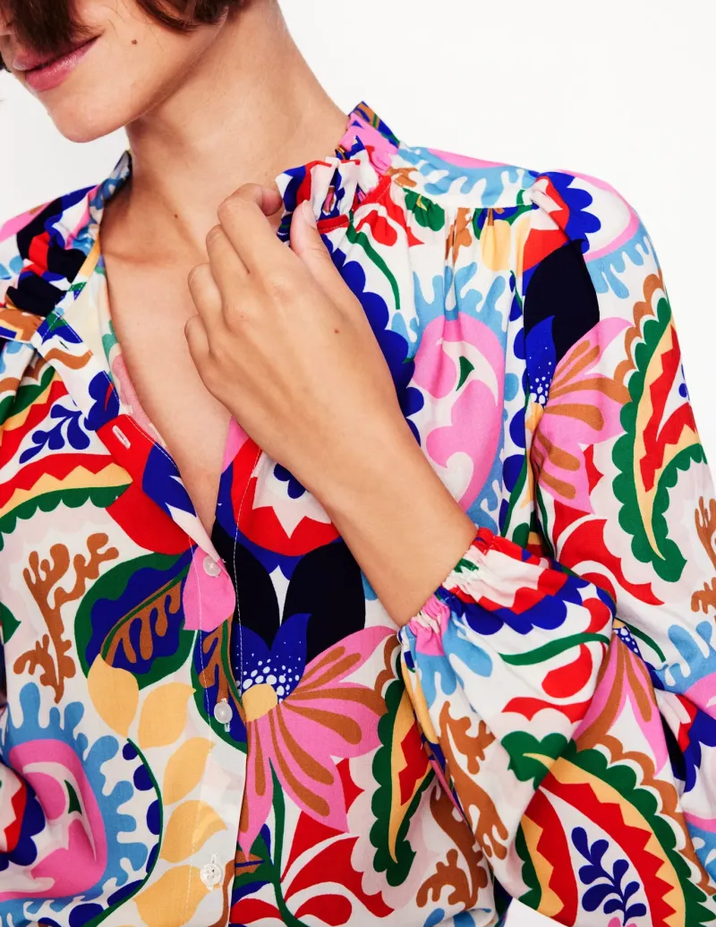 Suits & Tailoring | Tops & Blouses-Boden Ruffle Collar Blouse-Ivory, Botanical Paisley Ivory,BotanicalPaisley