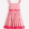 Dresses-Boden Ruffle Hem Tulle Dress-Vintage Pink VintagePink