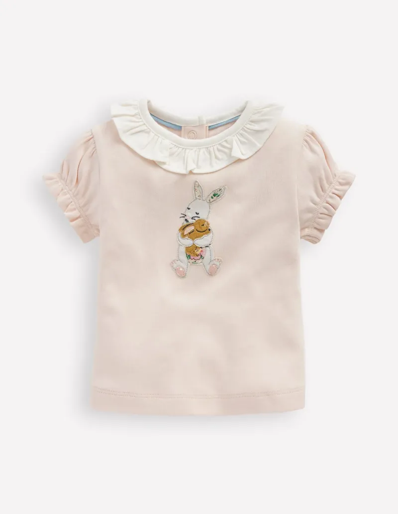 Tops & Bodysuits-Boden Ruffle Neck T-Shirt-Chalk Pink ChalkPink