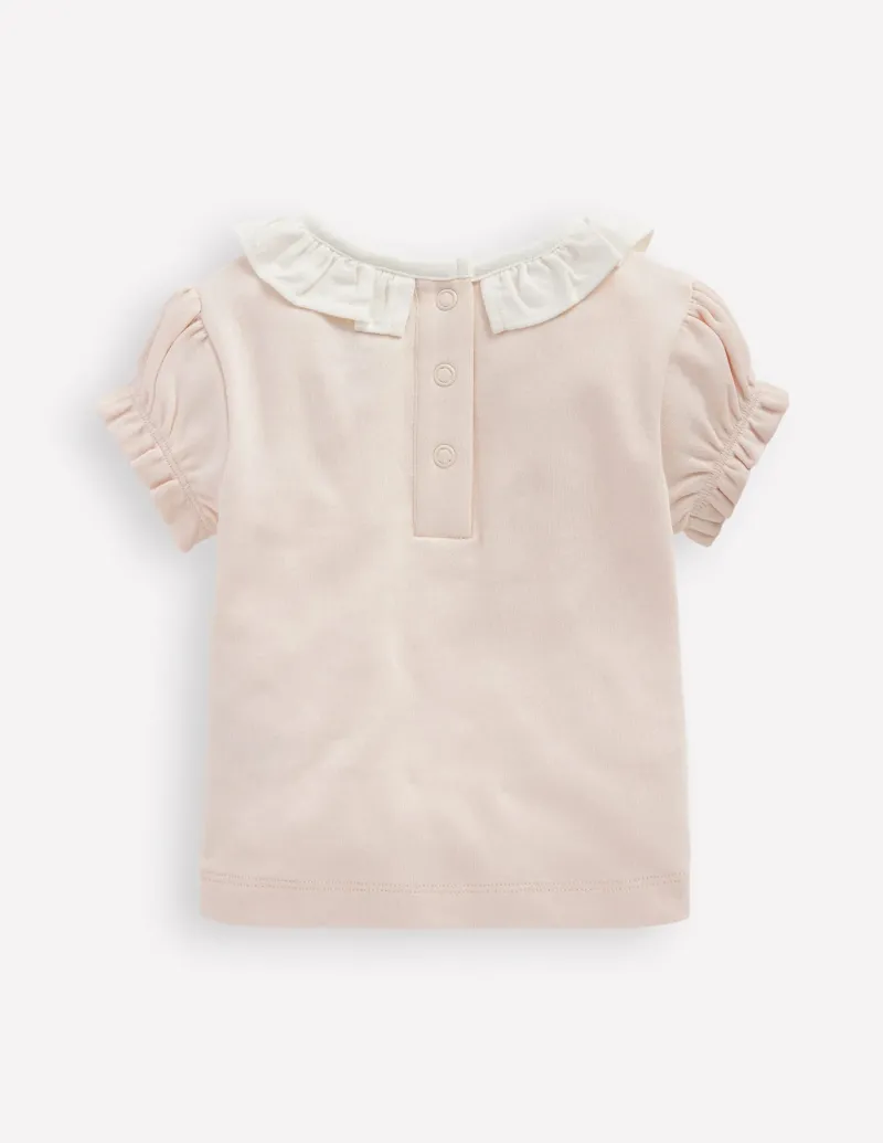 Tops & Bodysuits-Boden Ruffle Neck T-Shirt-Chalk Pink ChalkPink