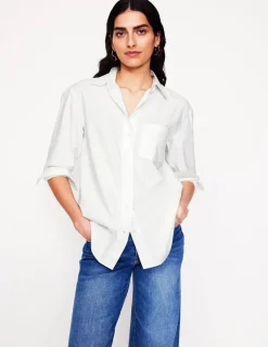 Shirts | Tops & Blouses-Boden Sadie Relaxed Cotton Shirt-White Oxford WhiteOxford