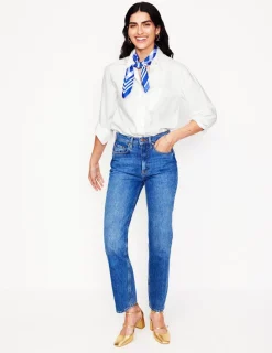 Shirts | Tops & Blouses-Boden Sadie Relaxed Cotton Shirt-White Oxford WhiteOxford