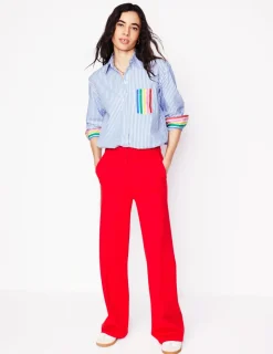 Shirts | Tops & Blouses-Boden Sadie Relaxed Cotton Shirt-Rainbow Stripe Placement RainbowStripePlacement