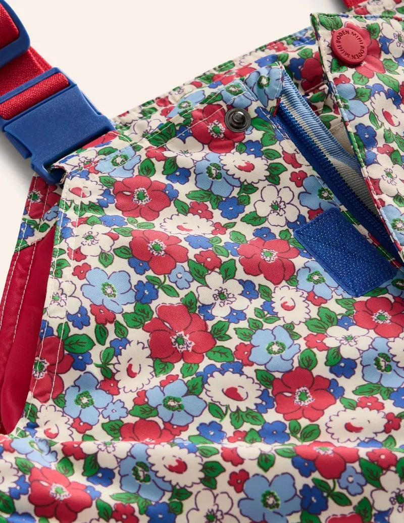Coats & Jackets-Boden Salopette Waterproof Trousers-Glacier Blue Winter Floral GlacierBlueWinterFloral