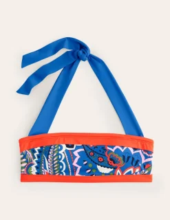 Swimwear-Boden Santorini Bikini Top-Blue, Foliage Paisley Blue,FoliagePaisley