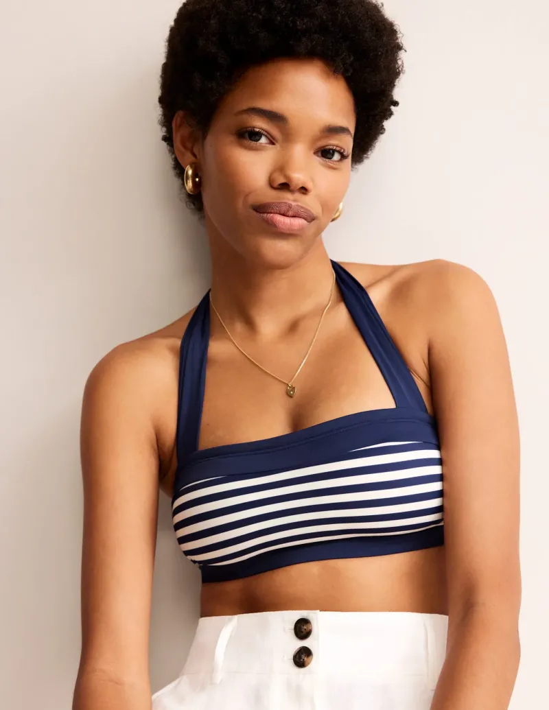 Swimwear-Boden Santorini Bikini Top-French Navy, Ivory Stripe FrenchNavy,IvoryStripe