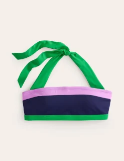 Swimwear-Boden Santorini Bikini Top-Navy/ Green Colourblock Navy/GreenColourblock