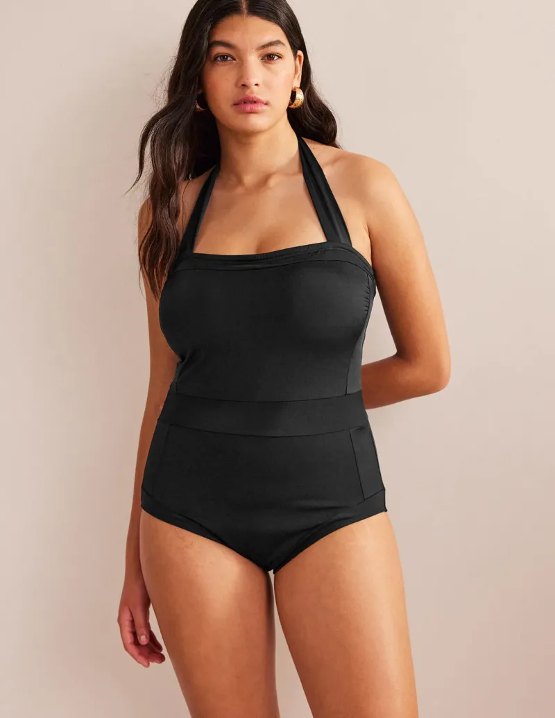 Swimwear-Boden Santorini Halterneck Swimsuit- Black