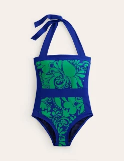 Swimwear-Boden Santorini Halterneck Swimsuit-Surf The Web, Ripple Swirl SurfTheWeb,RippleSwirl