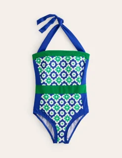 Swimwear-Boden Santorini Halterneck Swimsuit-Surf The Web, Geometric Stamp SurfTheWeb,GeometricStamp