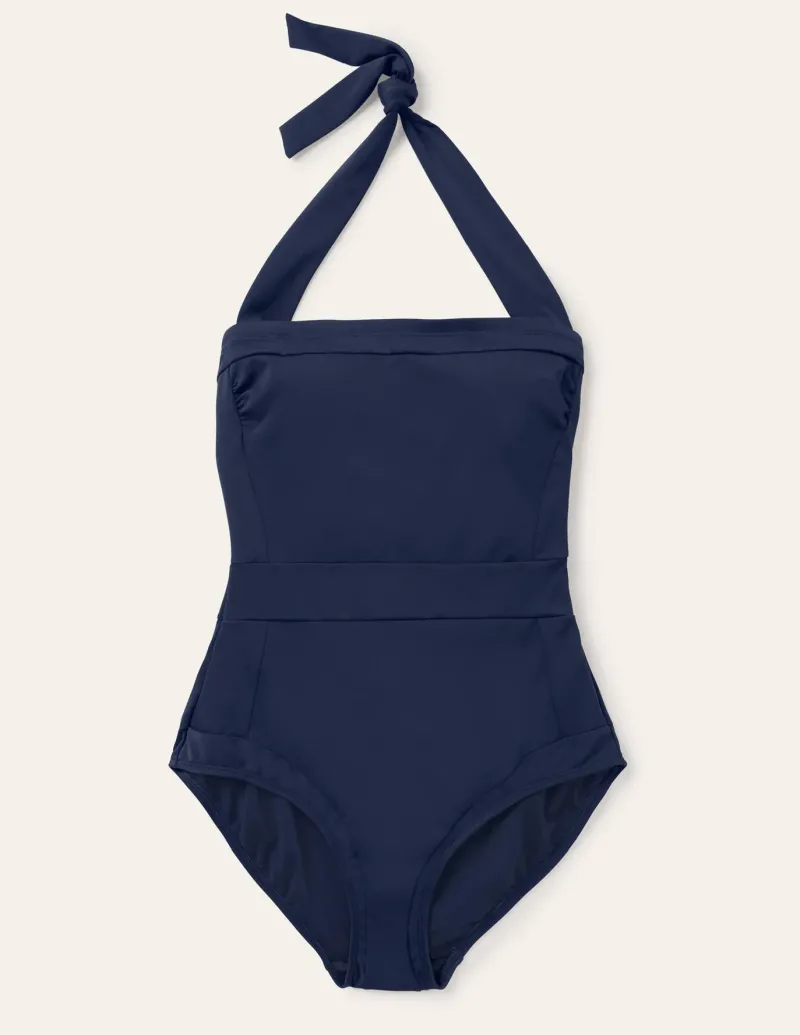 Swimwear-Boden Santorini Halterneck Swimsuit-French Navy FrenchNavy