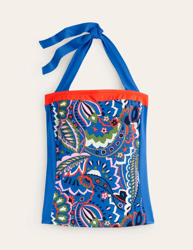 Swimwear-Boden Santorini Tankini Top-Blue, Foliage Paisley Blue,FoliagePaisley