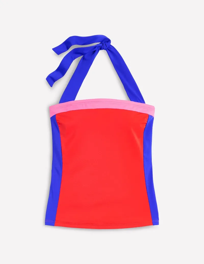 Swimwear-Boden Santorini Tankini Top-Fire Red Colourblock FireRedColourblock