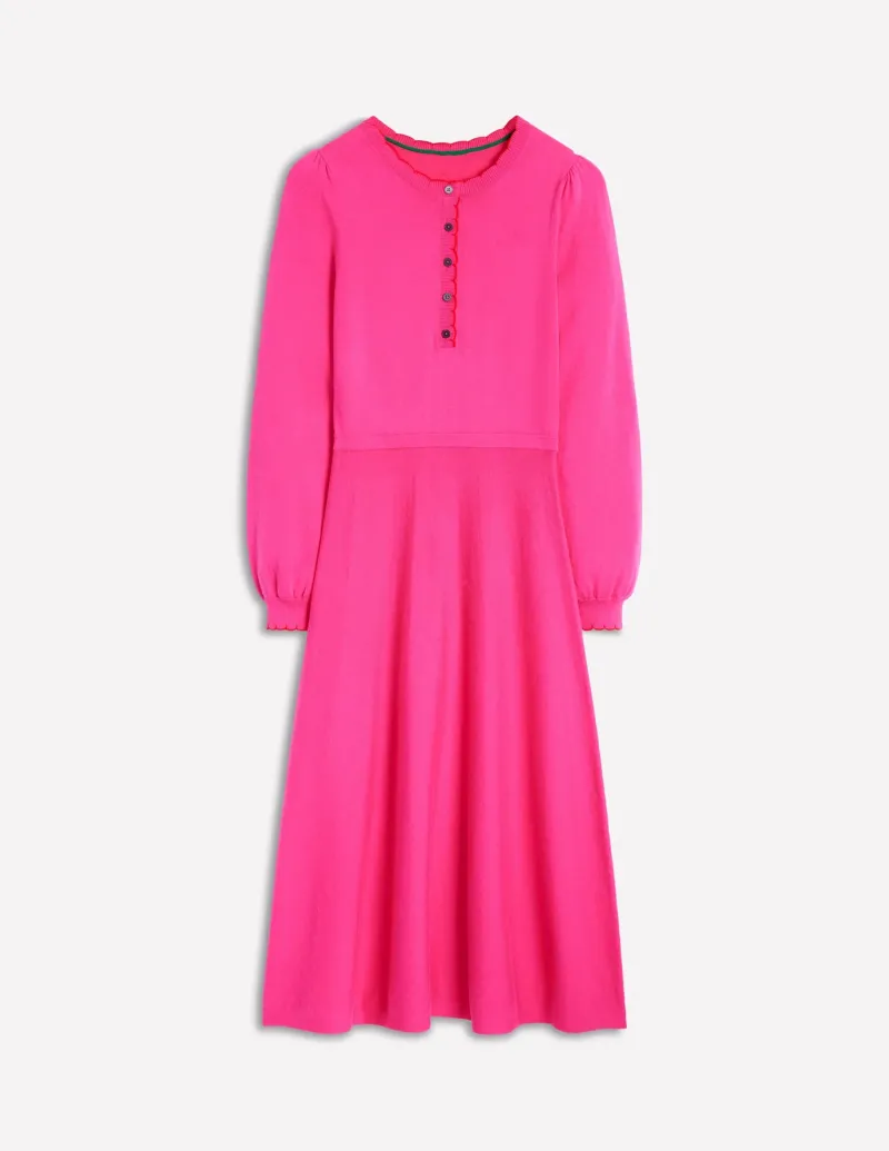 Dresses & Jumpsuits | Short-Boden Scallop Henley Knitted Dress-Pink Peony PinkPeony