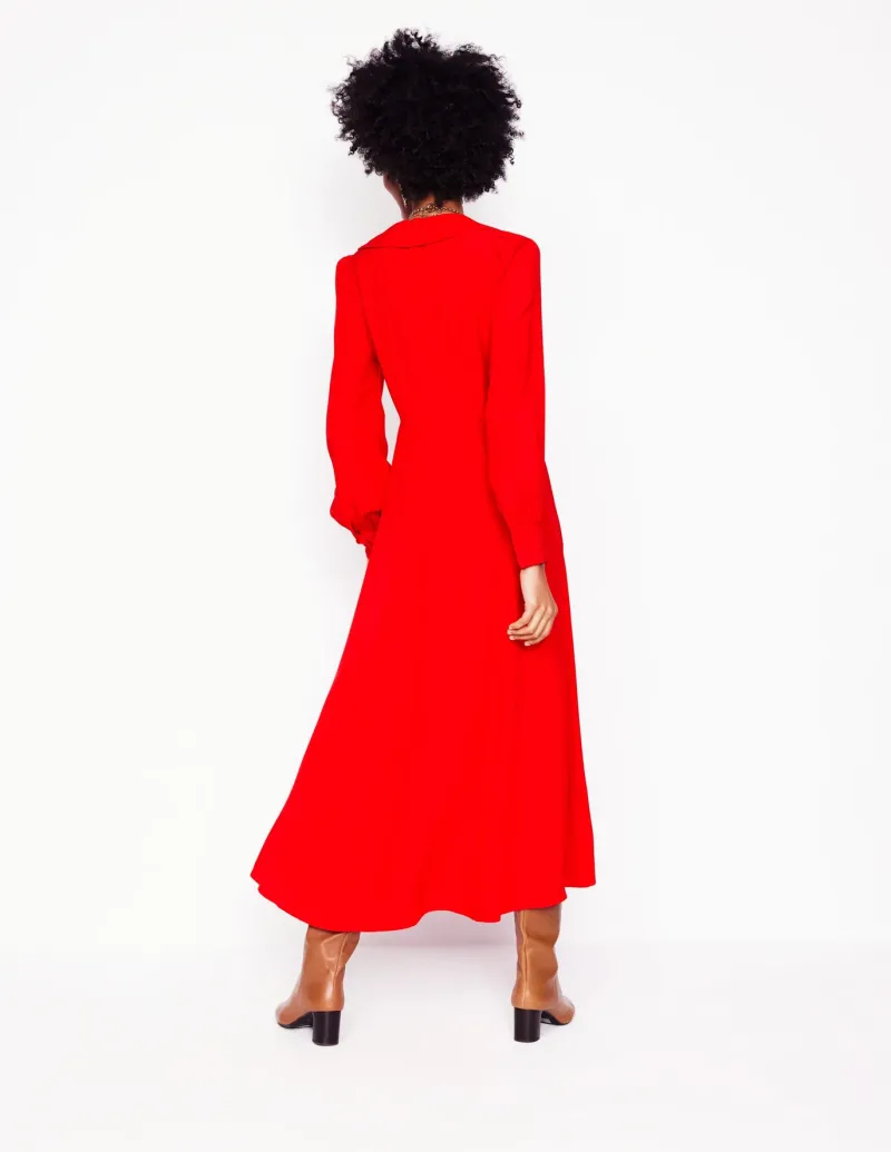 Dresses & Jumpsuits | Midi-Boden Scalloped Collar Tea Dress-Poppy Red PoppyRed