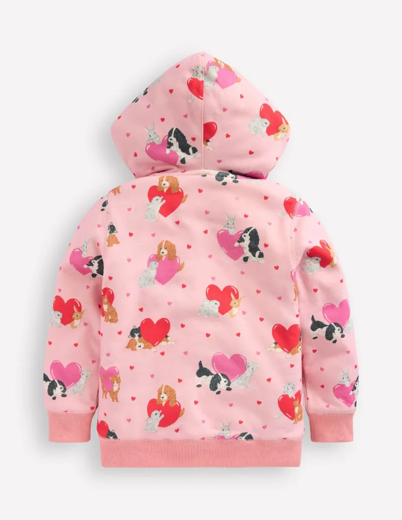Sweatshirts & Hoodies | Tops & T-Shirts-Boden Shaggy-lined Hoodie-Chalk Pink Valentines Pets ChalkPinkValentinesPets