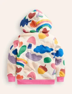 Tops & T-Shirts | Sweatshirts & Hoodies-Boden Shaggy-lined Hoodie-Oatmeal Marl Rainbow Collage OatmealMarlRainbowCollage