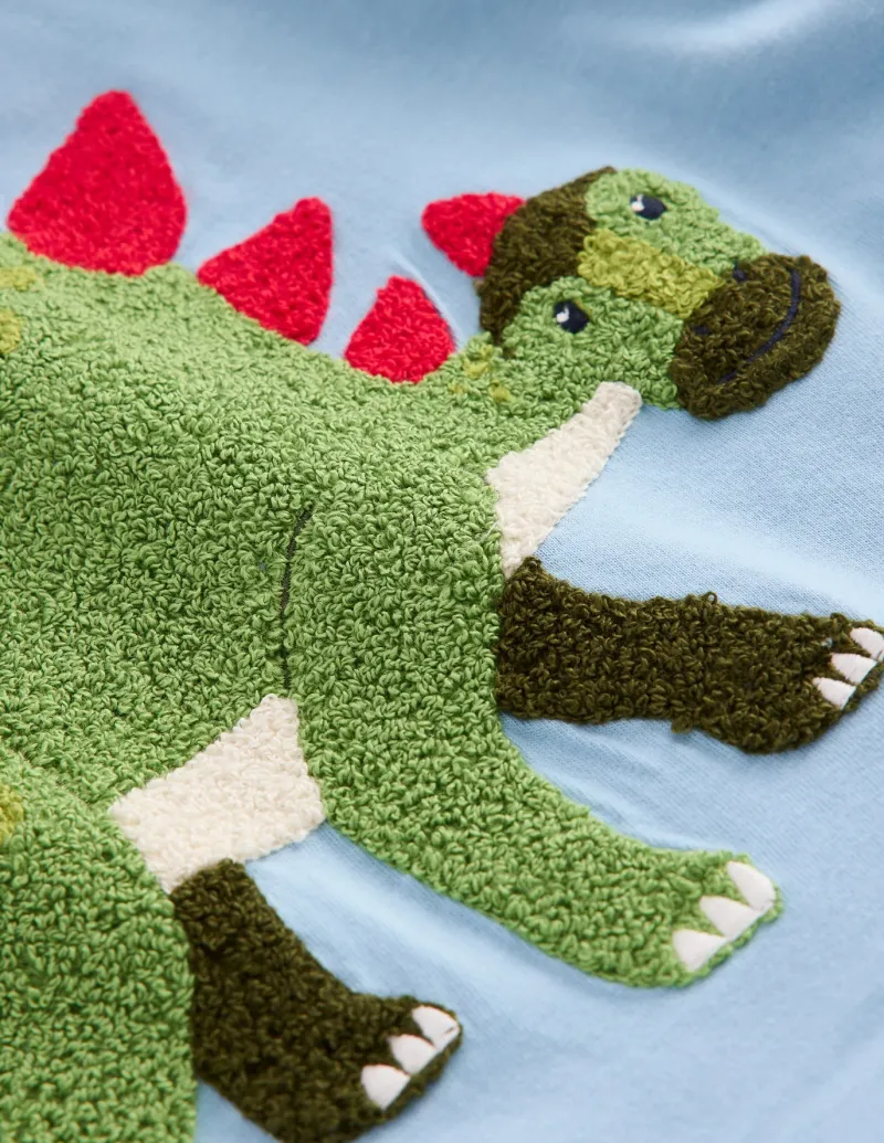 Tops, T-Shirts & Polos-Boden Short Sleeve Bouclé T-shirt-Glacier Blue Dino GlacierBlueDino