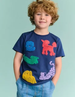 Tops, T-Shirts & Polos-Boden Short Sleeve Bouclé T-shirt-Starboard Blue Dogs StarboardBlueDogs