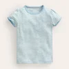 Tops & T-Shirts-Boden Short Sleeve Pointelle Top-Light Celeste Blue/Soft Ivory LightCelesteBlue/SoftIvory