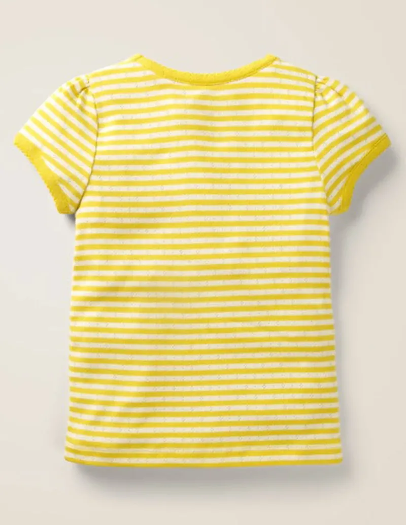 Tops & T-Shirts-Boden Short Sleeve Pointelle Top-Daffodil Yellow/Soft Ivory DaffodilYellow/SoftIvory