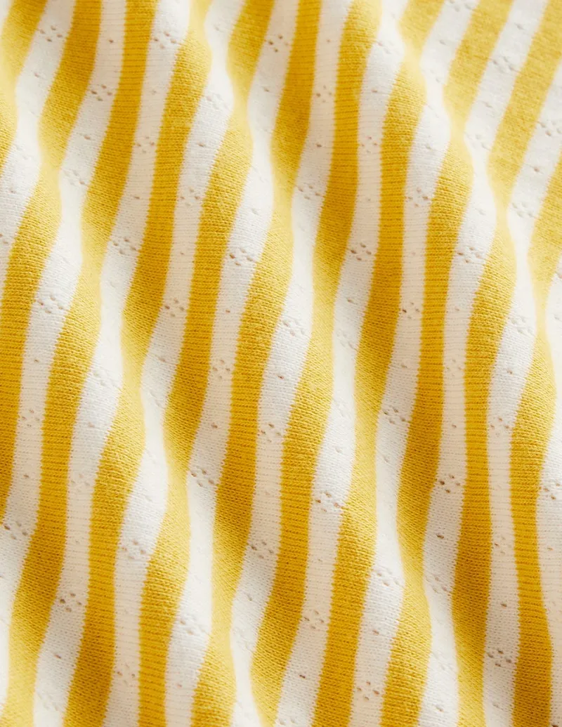 Tops & T-Shirts-Boden Short Sleeve Pointelle Top-Daffodil Yellow/Soft Ivory DaffodilYellow/SoftIvory