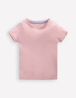 Tops & T-Shirts-Boden Short Sleeve Ribbed T-Shirt-French Pink FrenchPink