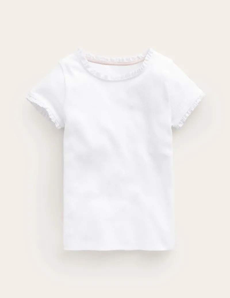 Tops & T-Shirts-Boden Short Sleeve Ribbed T-Shirt- White