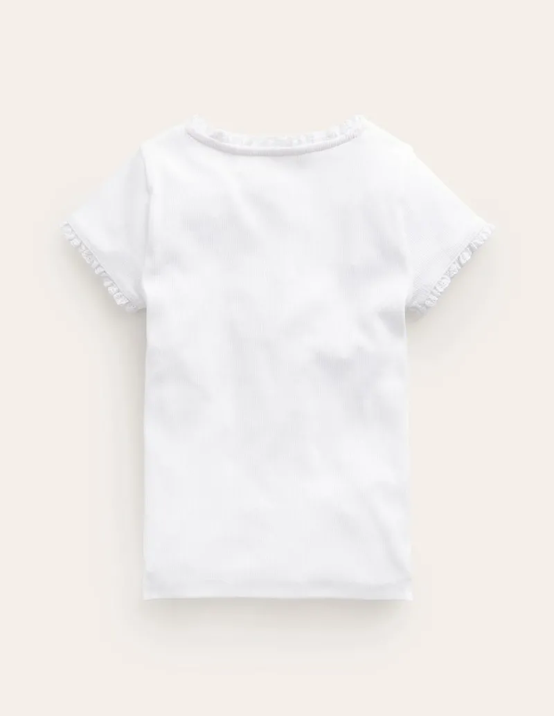 Tops & T-Shirts-Boden Short Sleeve Ribbed T-Shirt- White