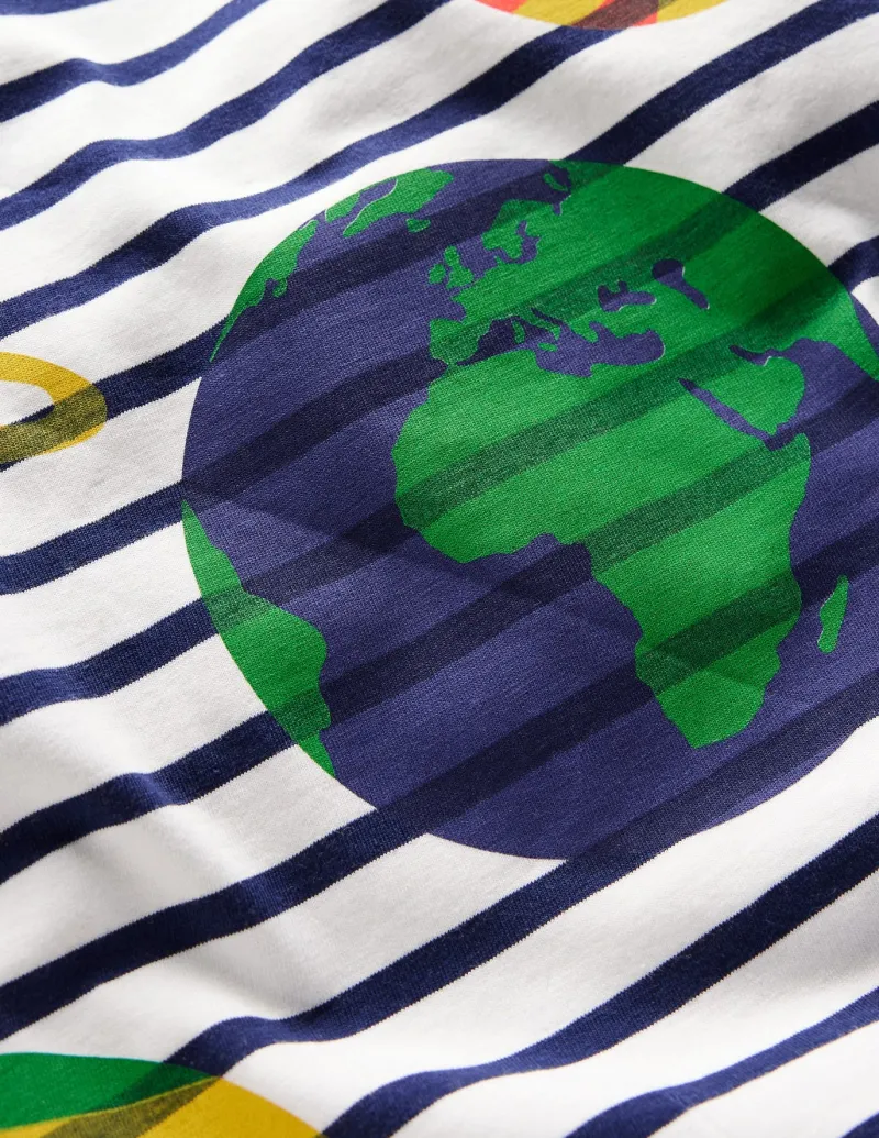 Tops, T-Shirts & Polos-Boden Short Sleeve Riso T-Shirt-Starboard Blue/ Ivory Space StarboardBlue/IvorySpace