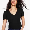 Nightwear & Lougewear | T-Shirts & Tanks-Boden Short Sleeve V Neck T-shirt- Black