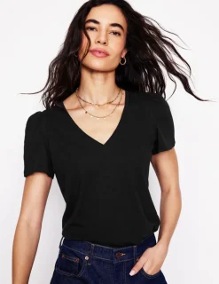 Nightwear & Lougewear | T-Shirts & Tanks-Boden Short Sleeve V Neck T-shirt- Black