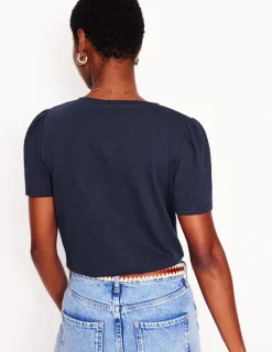 Nightwear & Lougewear | T-Shirts & Tanks-Boden Short Sleeve V Neck T-shirt- Navy