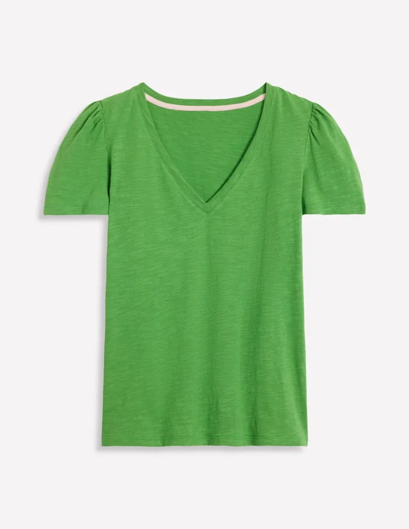 Nightwear & Lougewear | T-Shirts & Tanks-Boden Short Sleeve V Neck T-shirt-Paradise Green ParadiseGreen