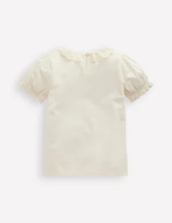 Tops & T-Shirts-Boden Short Sleeved Collared Top-Ivory Broderie IvoryBroderie