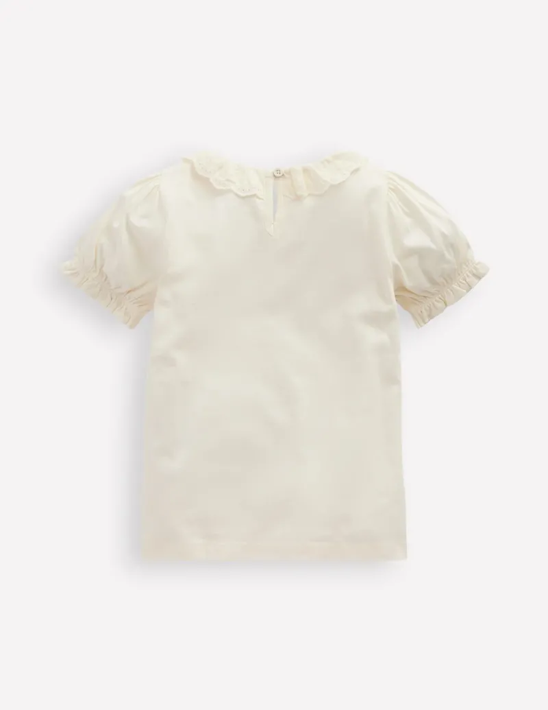 Tops & T-Shirts-Boden Short Sleeved Collared Top-Ivory Broderie IvoryBroderie