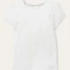 Tops & T-Shirts-Boden Short-Sleeved Pointelle Top- Ivory