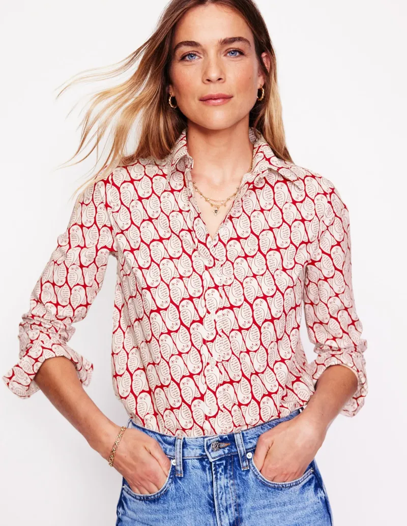 Tops & Blouses | Shirts-Boden Sienna Cotton Shirt-Copper, Owl Stamp Copper,OwlStamp