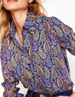 Tops & Blouses | Shirts-Boden Sienna Cotton Shirt-Dawn Blue, Illustrated Paisley DawnBlue,IllustratedPaisley
