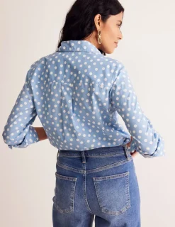 Tops & Blouses | Shirts-Boden Sienna Cotton Shirt-French Blue, Abstract Dot FrenchBlue,AbstractDot
