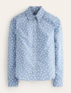 Tops & Blouses | Shirts-Boden Sienna Cotton Shirt-French Blue, Abstract Dot FrenchBlue,AbstractDot