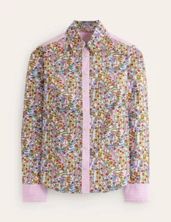 Tops & Blouses | Shirts-Boden Sienna Cotton Shirt-Ivory, Foliage Buds Ivory,FoliageBuds
