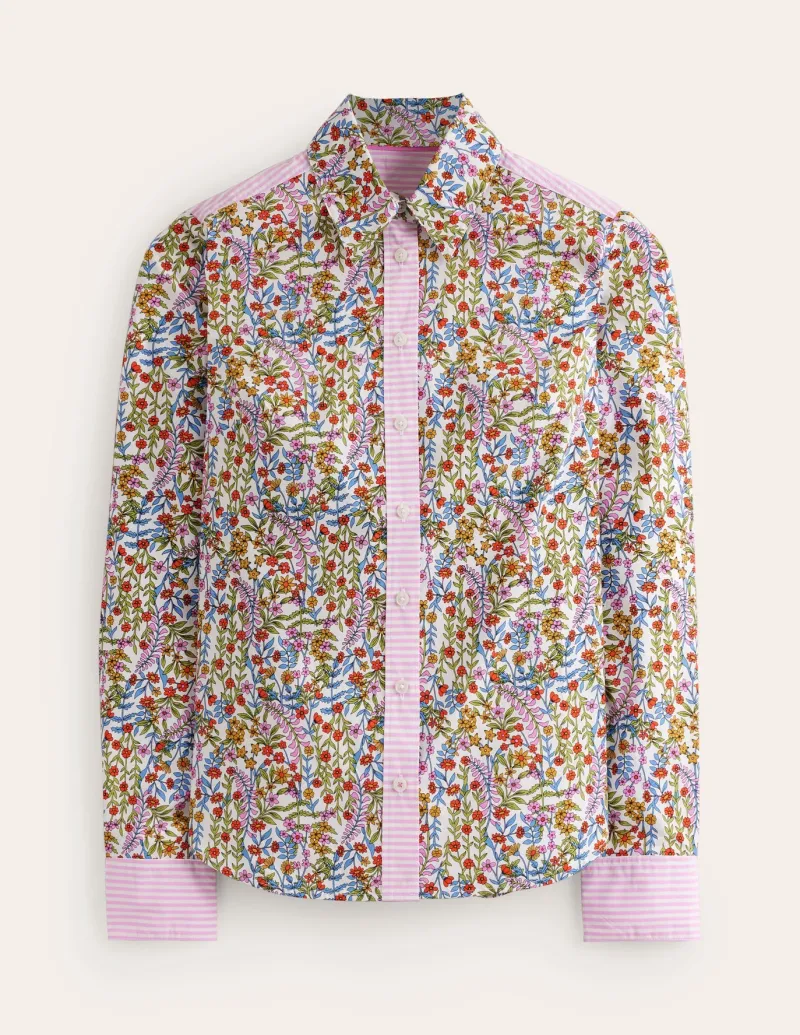 Tops & Blouses | Shirts-Boden Sienna Cotton Shirt-Ivory, Foliage Buds Ivory,FoliageBuds