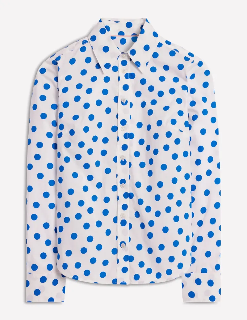 Tops & Blouses | Shirts-Boden Sienna Cotton Shirt-Ivory, Blue Abstract Dot Ivory,BlueAbstractDot