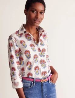 Tops & Blouses | Shirts-Boden Sienna Cotton Shirt-Ivory,Passion Bud Ivory,PassionBud