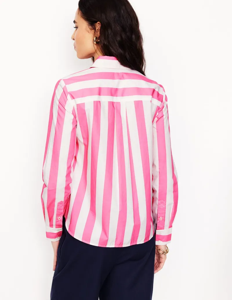 Tops & Blouses | Shirts-Boden Sienna Cotton Shirt-Pink Rose Wide Stripe PinkRoseWideStripe