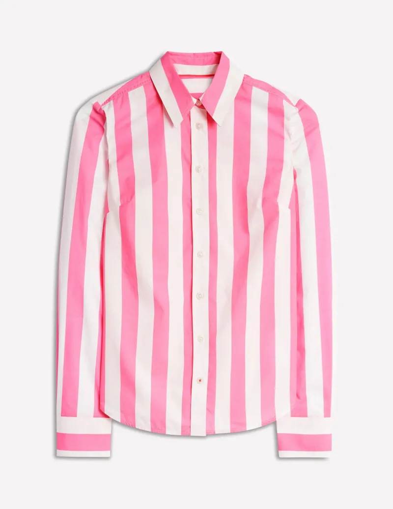 Tops & Blouses | Shirts-Boden Sienna Cotton Shirt-Pink Rose Wide Stripe PinkRoseWideStripe
