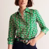 Tops & Blouses | Shirts-Boden Sienna Cotton Shirt-Rich Emerald, Dachshund RichEmerald,Dachshund