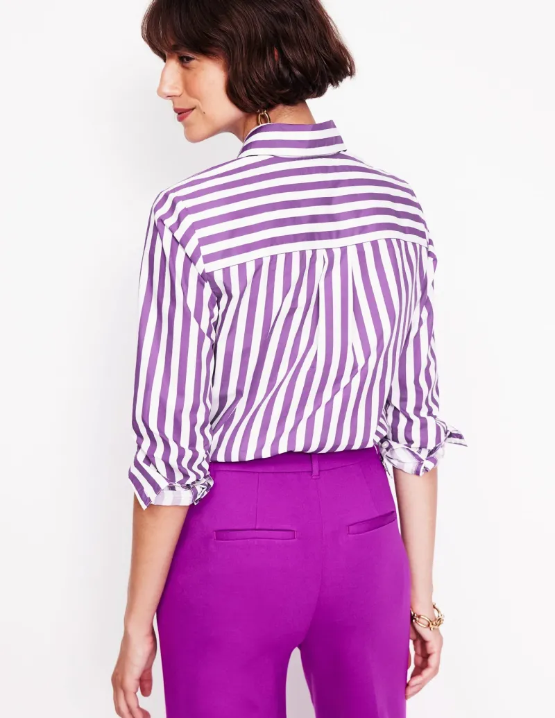 Tops & Blouses | Shirts-Boden Sienna Cotton Shirt-Royal Purple, Ivory Stripe RoyalPurple,IvoryStripe