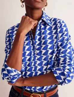 Tops & Blouses | Shirts-Boden Sienna Cotton Shirt-Sapphire Blue, Birdie SapphireBlue,Birdie